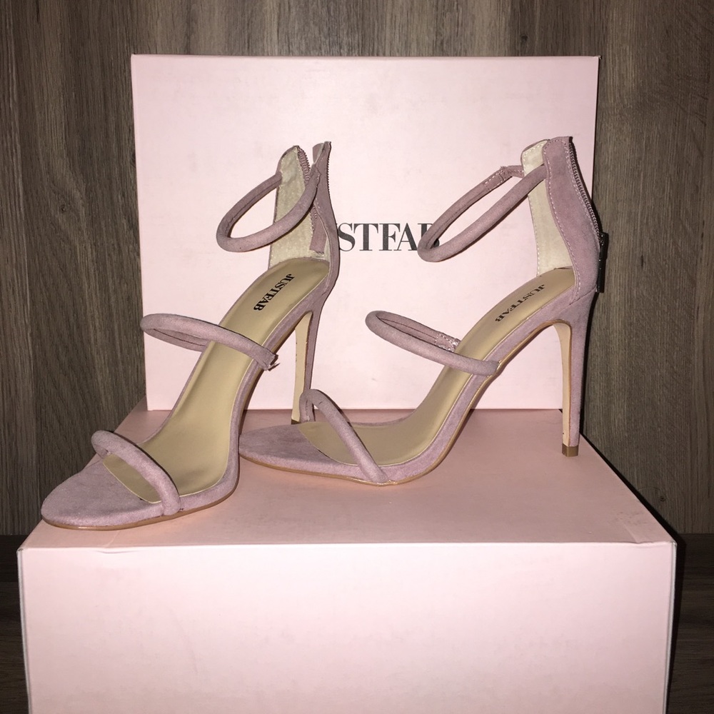 3 strap 4” heel featuring a back zip closure